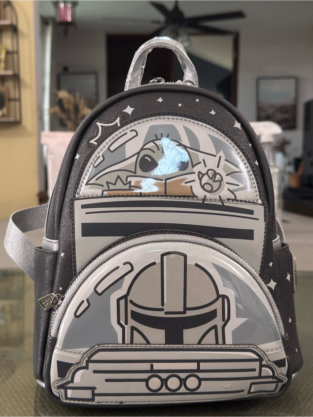 Kids Gray Star Wars-Themed Mini Backpack - Baby Yoda & Mandalorian